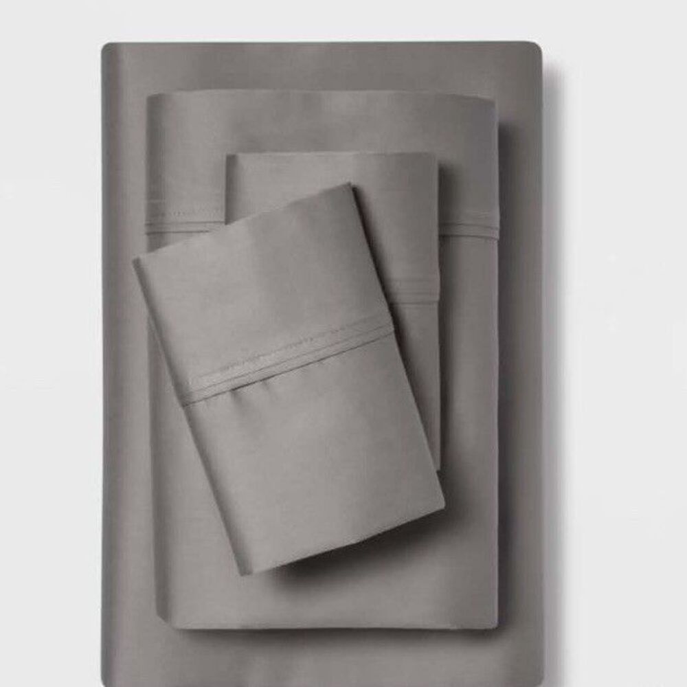 Threshold Gray Cotton Sateen Sheet Set 4 Piece Deep Pocket Up to 18" Read